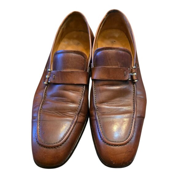 Men's Brown Leather MAGNANNI Slip-on Bit Loafer sz 7 - Picture 7 of 14